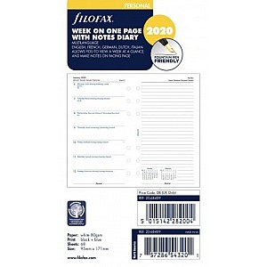 Filofax Refill 2026 Personal White - Woche auf 1 Seite mit Notizen
