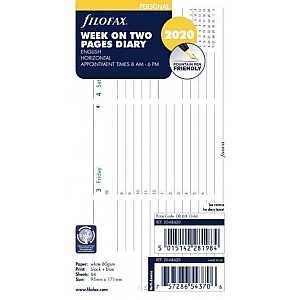 Filofax Refill 2027 Personal White - Week on 2 pages Horizontal