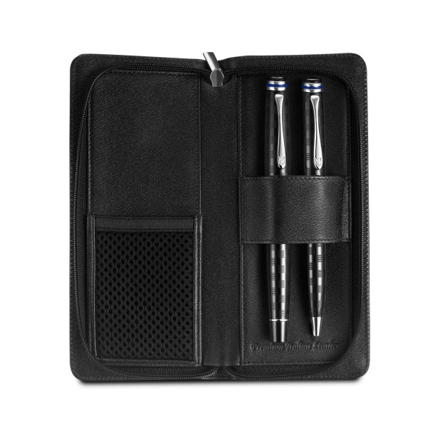 Lapis Bard Belgravia Black Zippered Pen Pouch (Double)