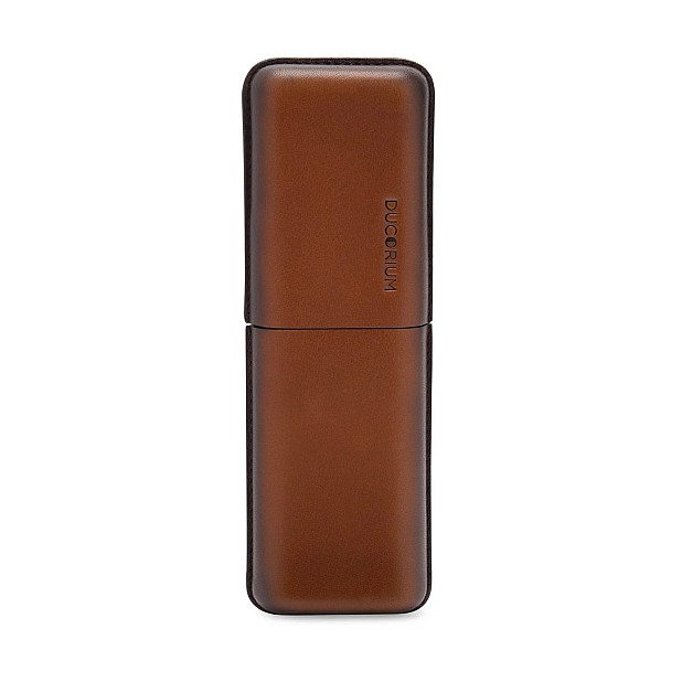 Lapis Bard Ducorium Cognac Moulded Pen Case (Double)