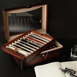 Lapis Bard Hemingway Cognac Pen Case (20 pens)