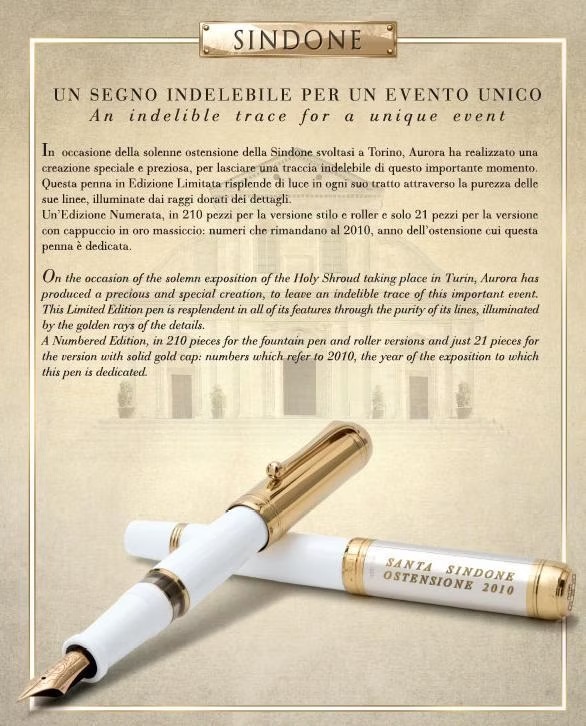 Aurora Sacra Sindone White and Sterling Silver Limited Edition Stylo Plume