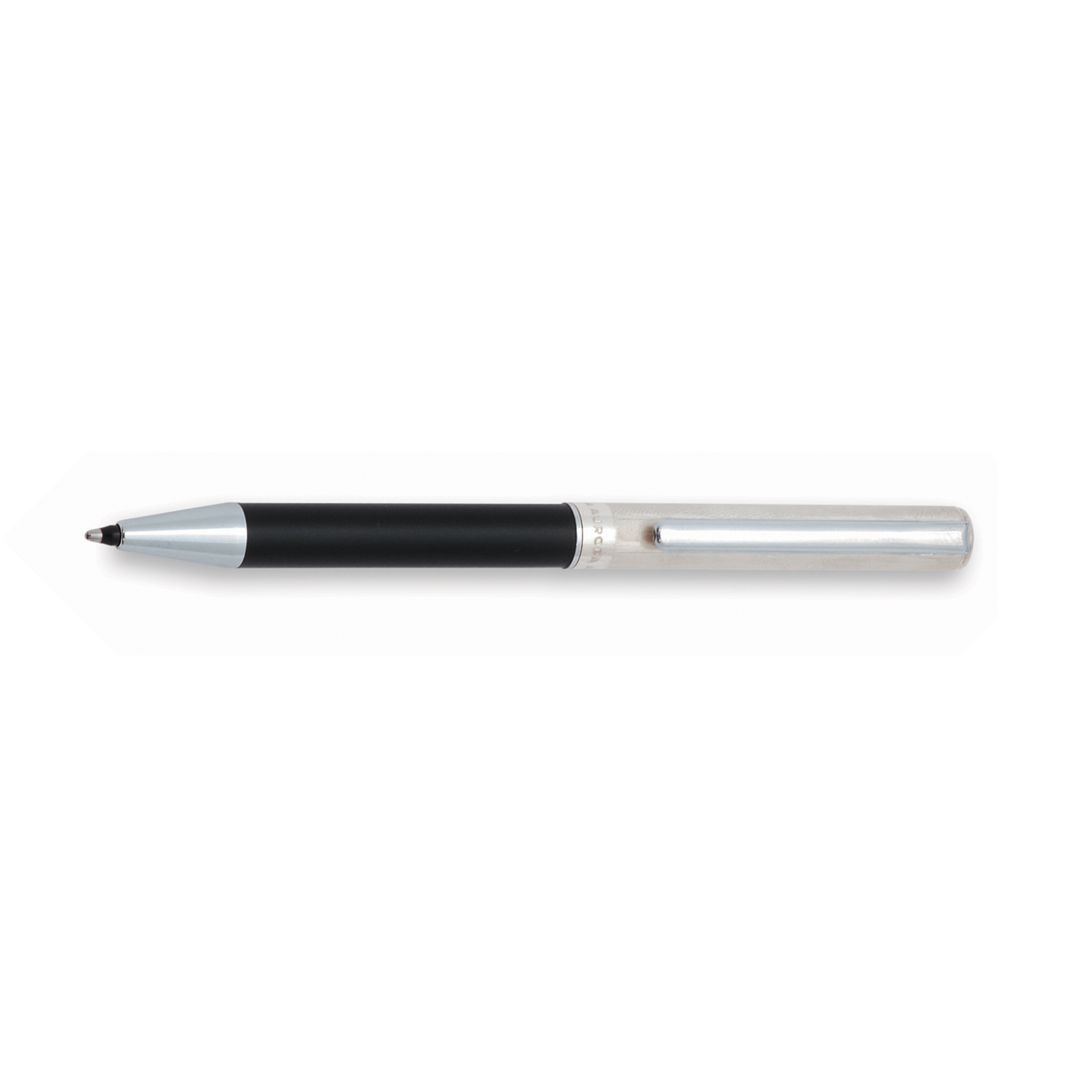 Aurora Magellano Shorty Solid Sterling Silver Linear Guilloche and Black Ballpoint