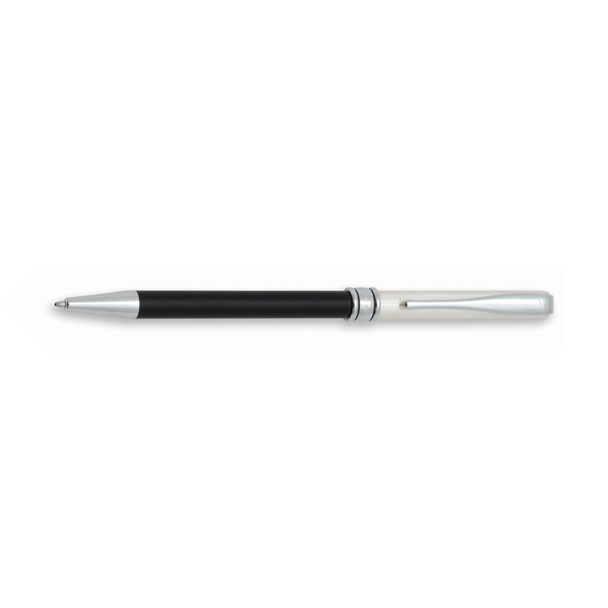 Aurora Magellano Solid Sterling Silver Linear Guilloche and Black Ballpoint