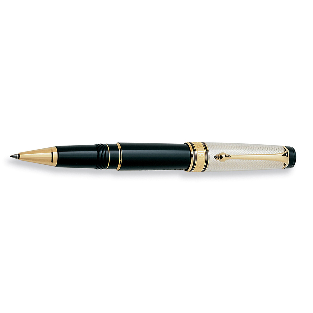 Aurora Optima Grana di Riso Black and Sterling Silver GT Rollerball