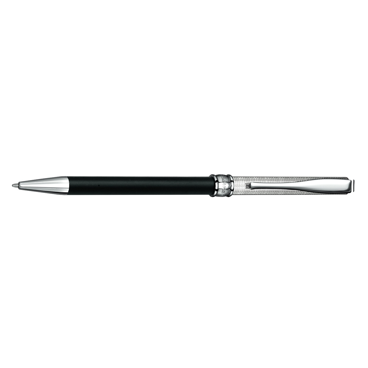 Aurora Magellano Solid Sterling Silver Barley Guilloche and Black Ballpoint
