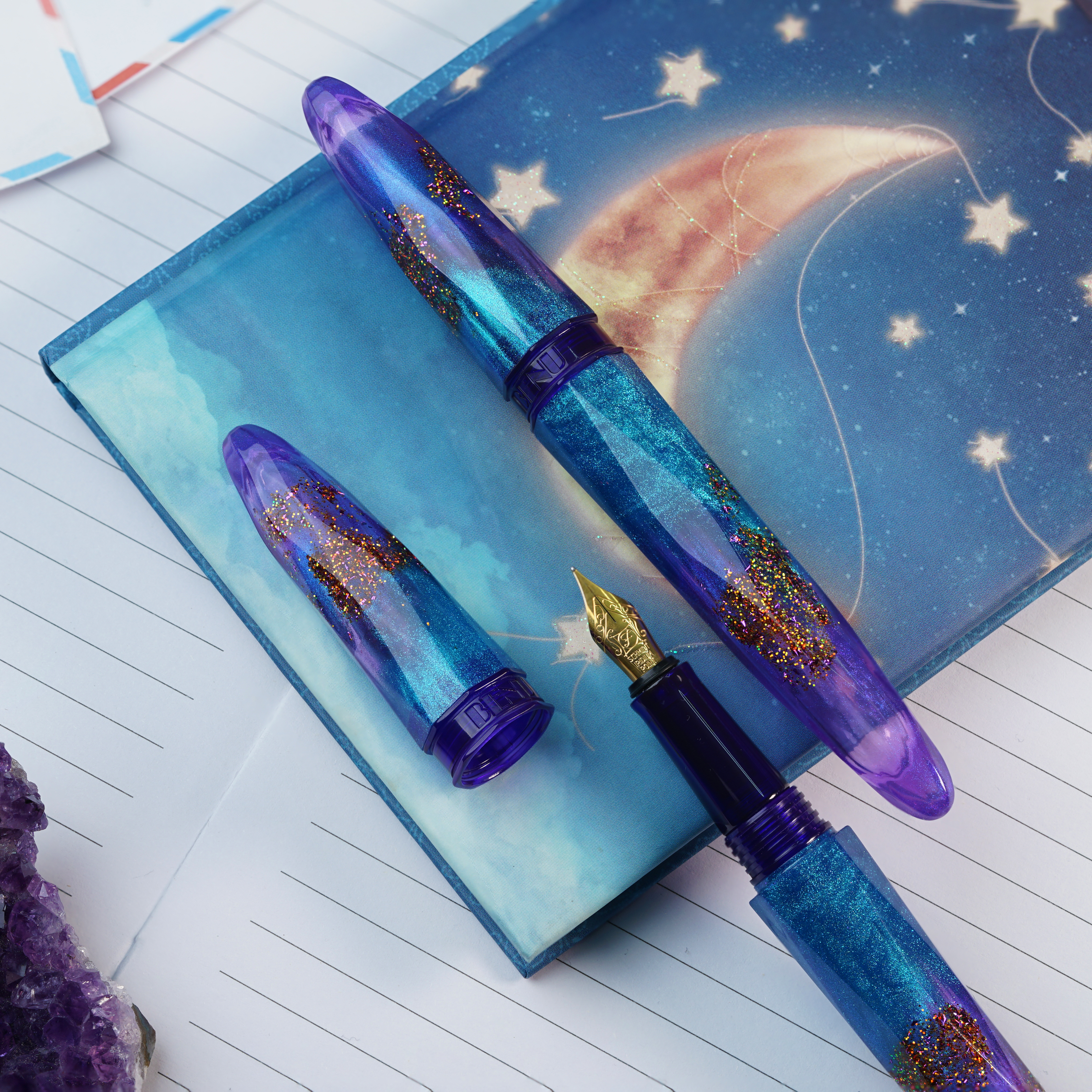 Benu Briolette Amethyst Tide Stylo Plume
