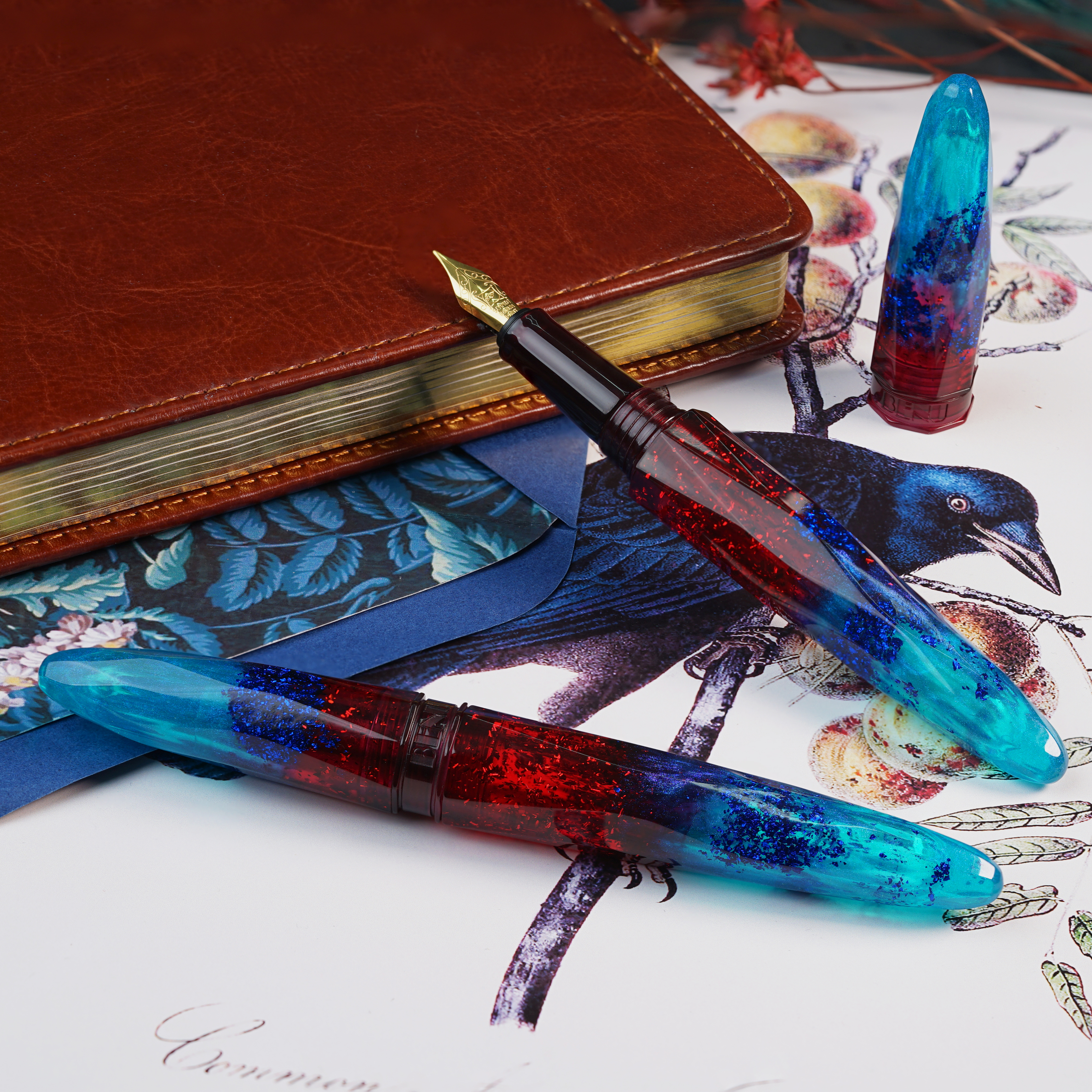 Benu Briolette Fiery Azure Pióro Wieczne