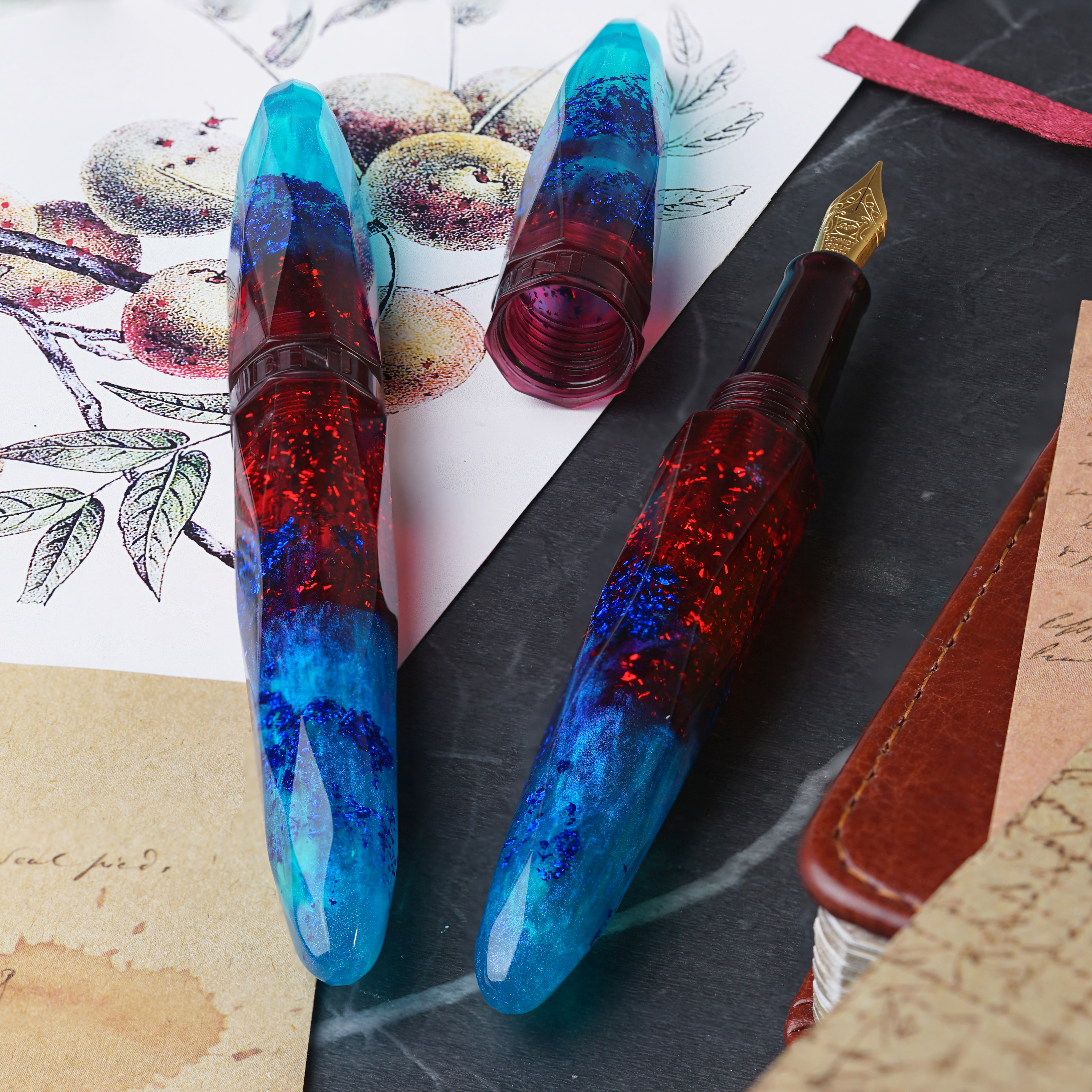 Benu Briolette Fiery Azure Pióro Wieczne