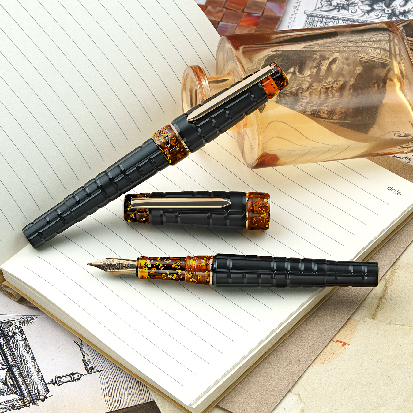 Benu Tessera Black Amber GT Pluma Estilográfica