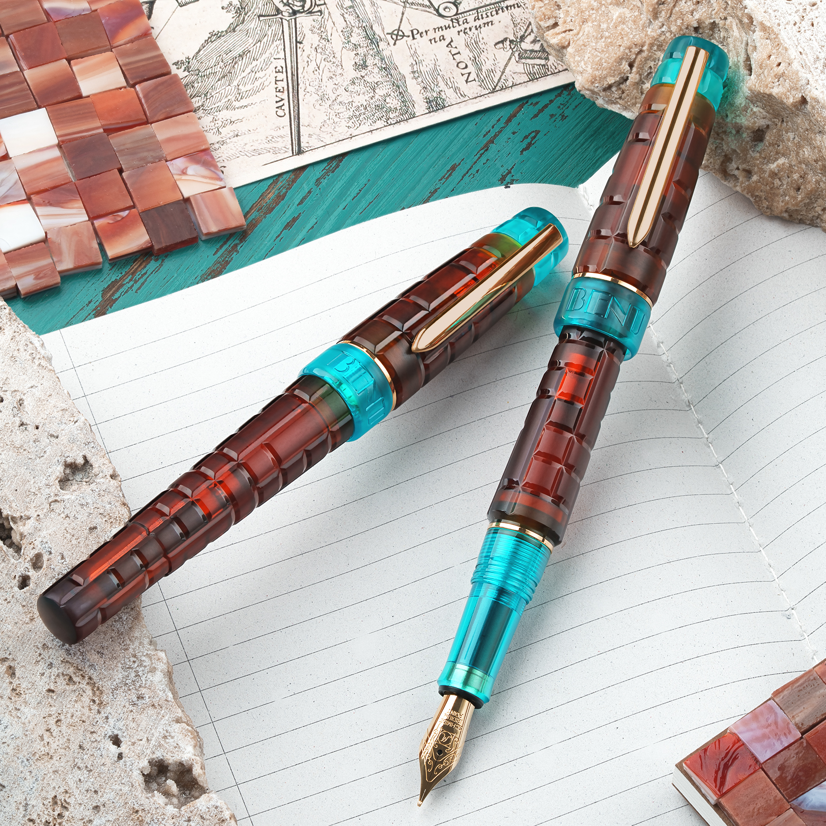 Benu Tessera Ribbon Turquoise GT Wieczne Pióro