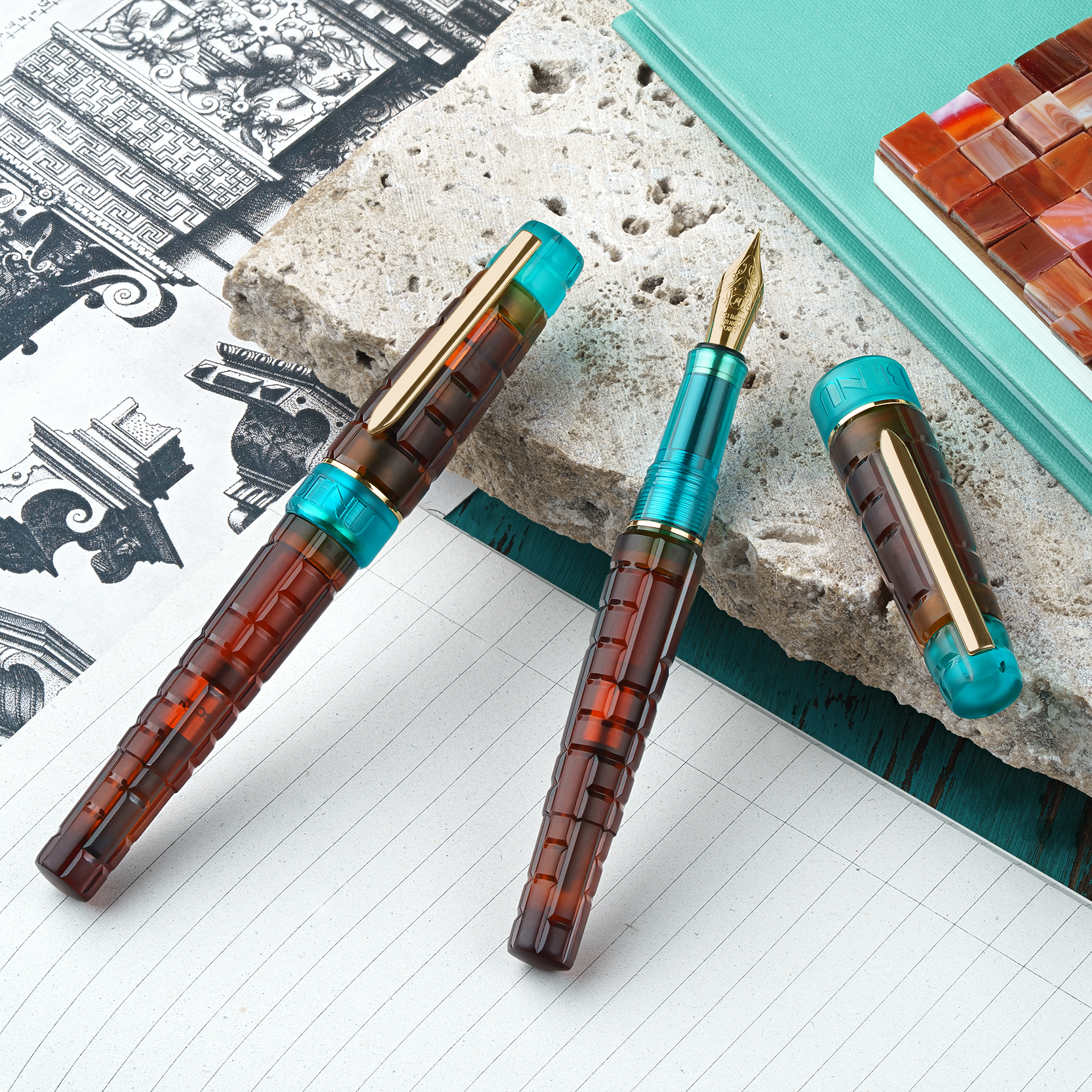 Benu Tessera Ribbon Turquoise GT Wieczne Pióro