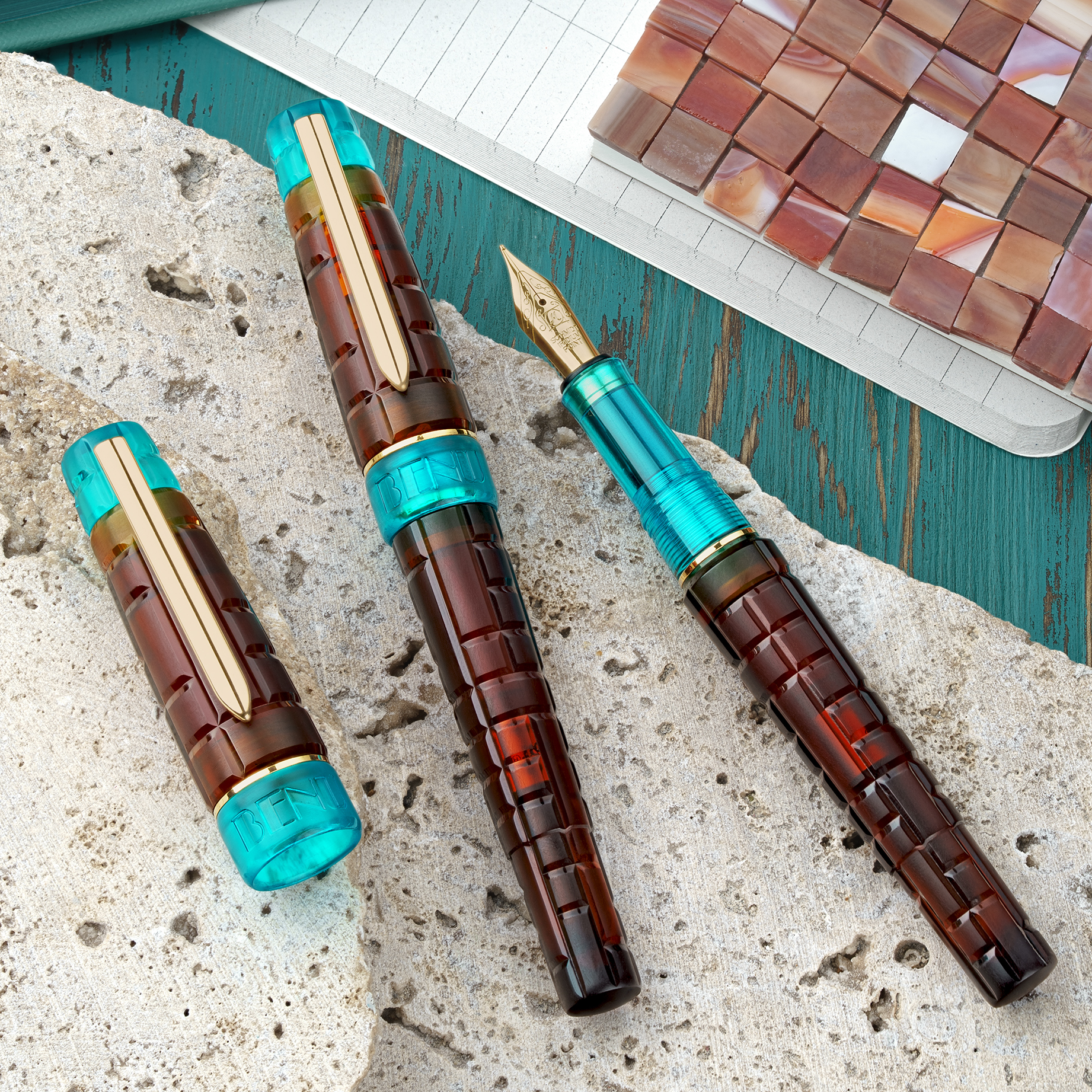 Benu Tessera Ribbon Turquoise GT Wieczne Pióro