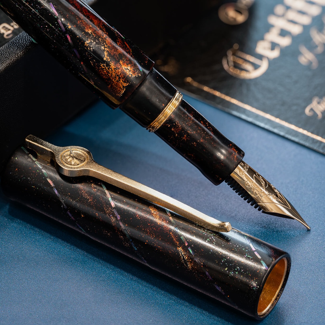 ConCoPens Mother-of-Pearl Lacquer Inlay Aurora Scroll Fountain Pen