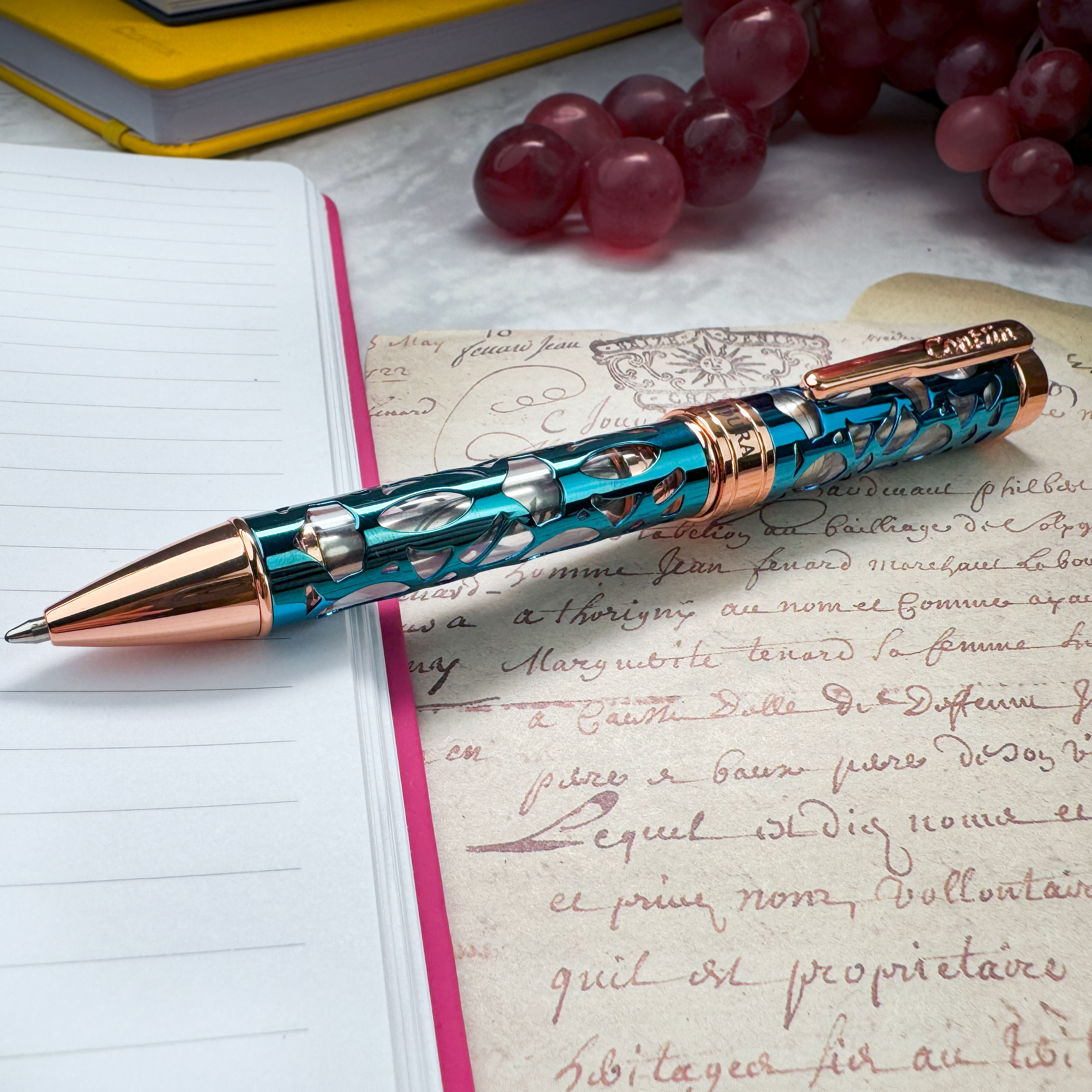 Conklin Endura Deco Crest Demo Blue Rose Gold Balpen