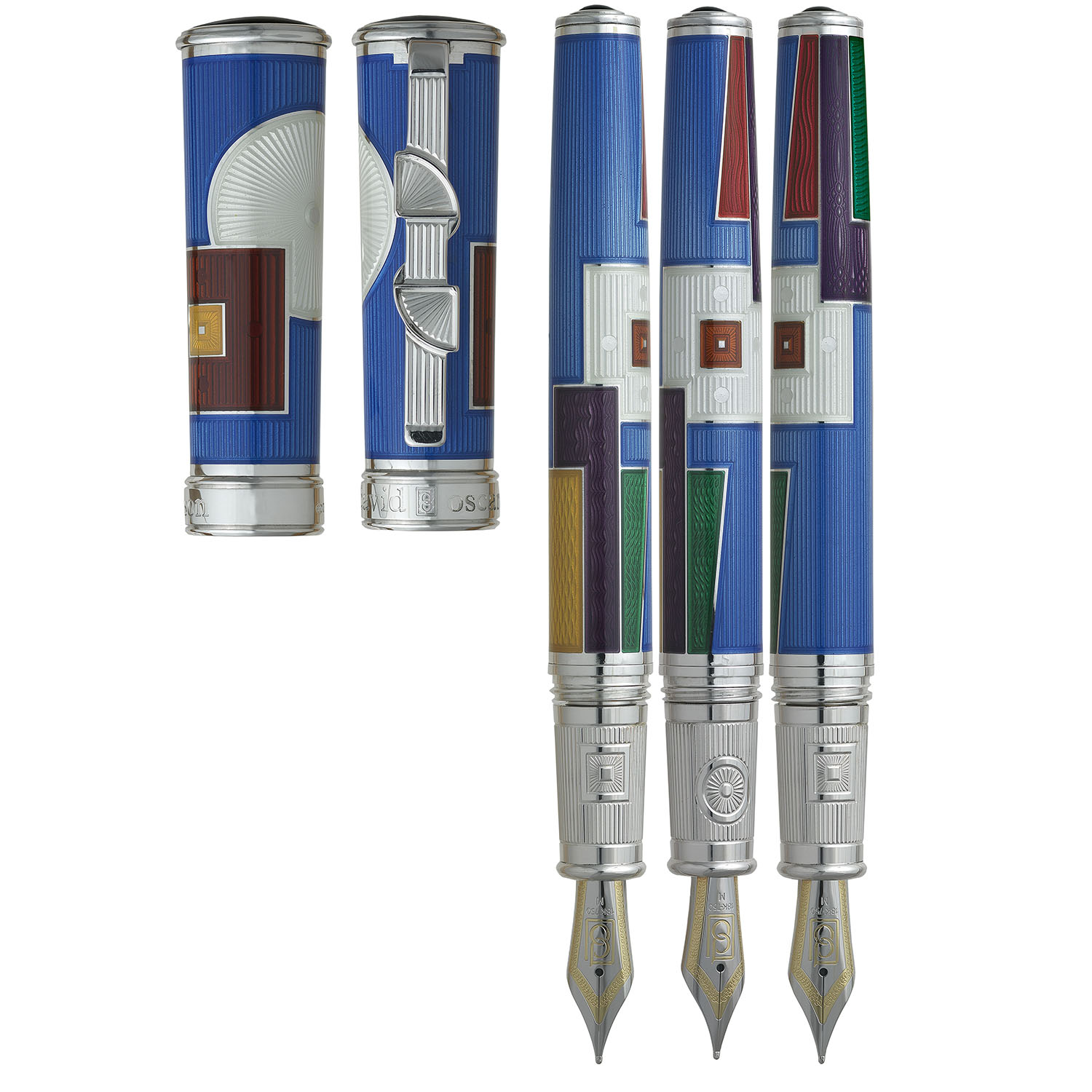 David Oscarson 15th Anniversary American Art Deco Blue ST Fountain pen
