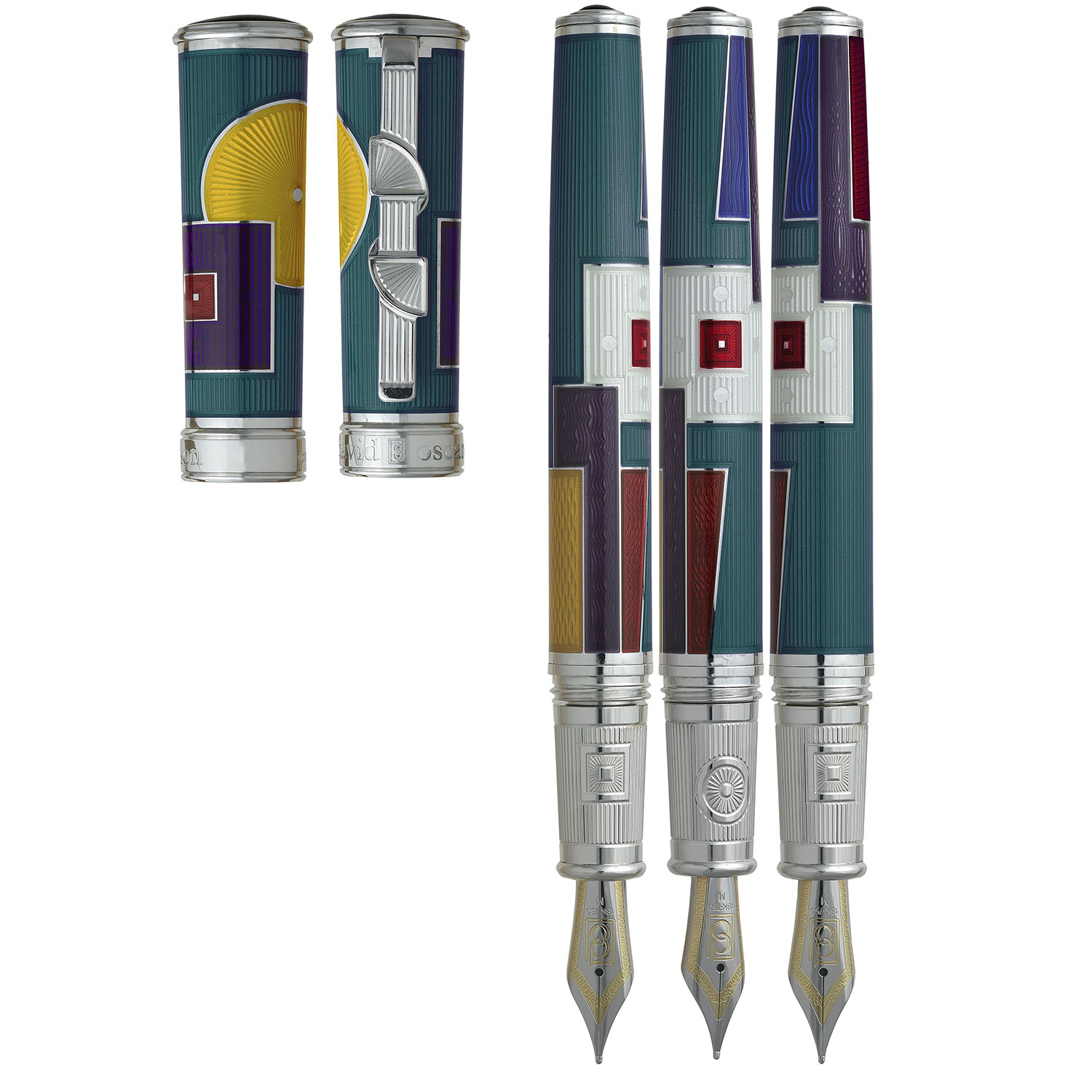 David Oscarson 15th Anniversary American Art Deco Teal ST Stylo Plume