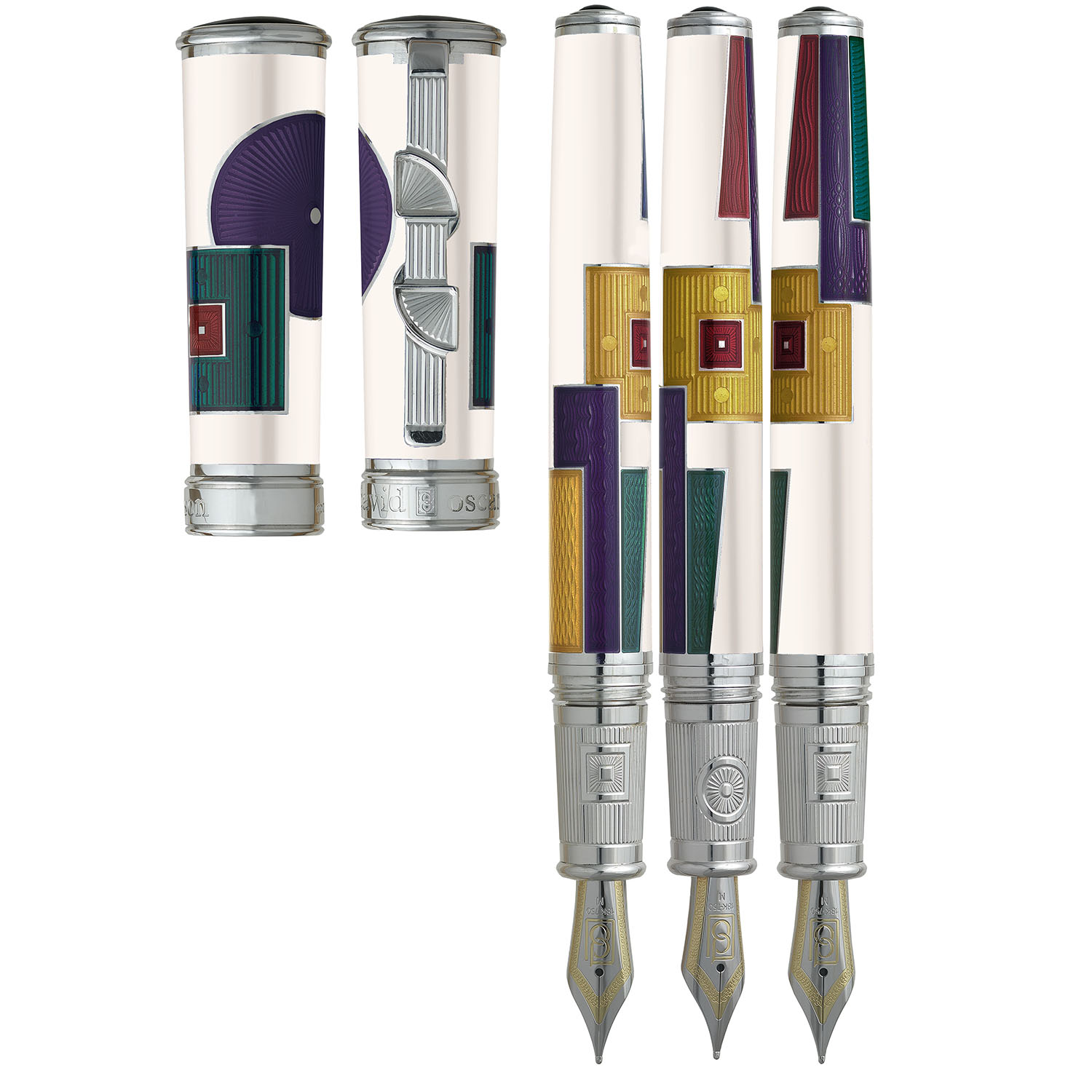 David Oscarson 15th Anniversary American Art Deco White ST Stylo Plume