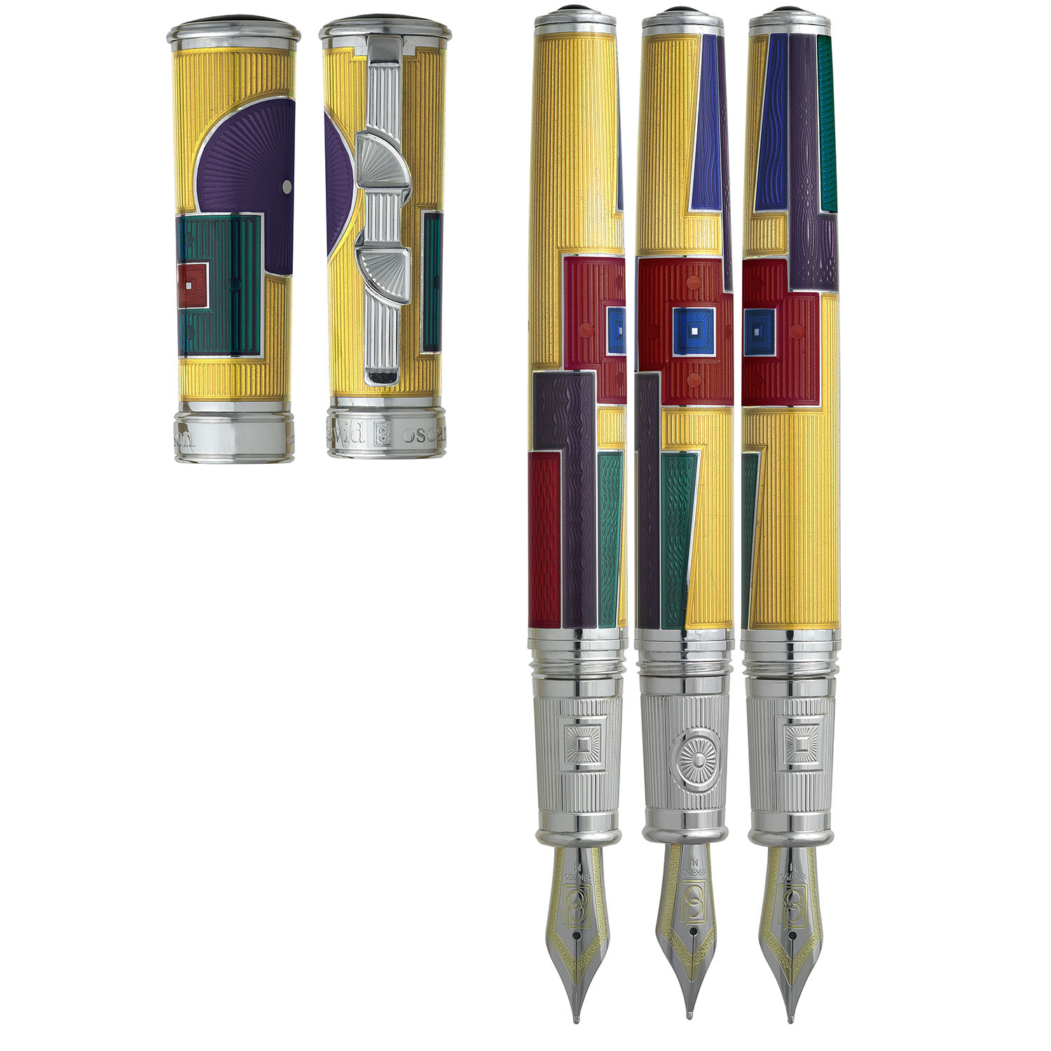 David Oscarson 15th Anniversary American Art Deco Yellow ST Pluma estilográfica
