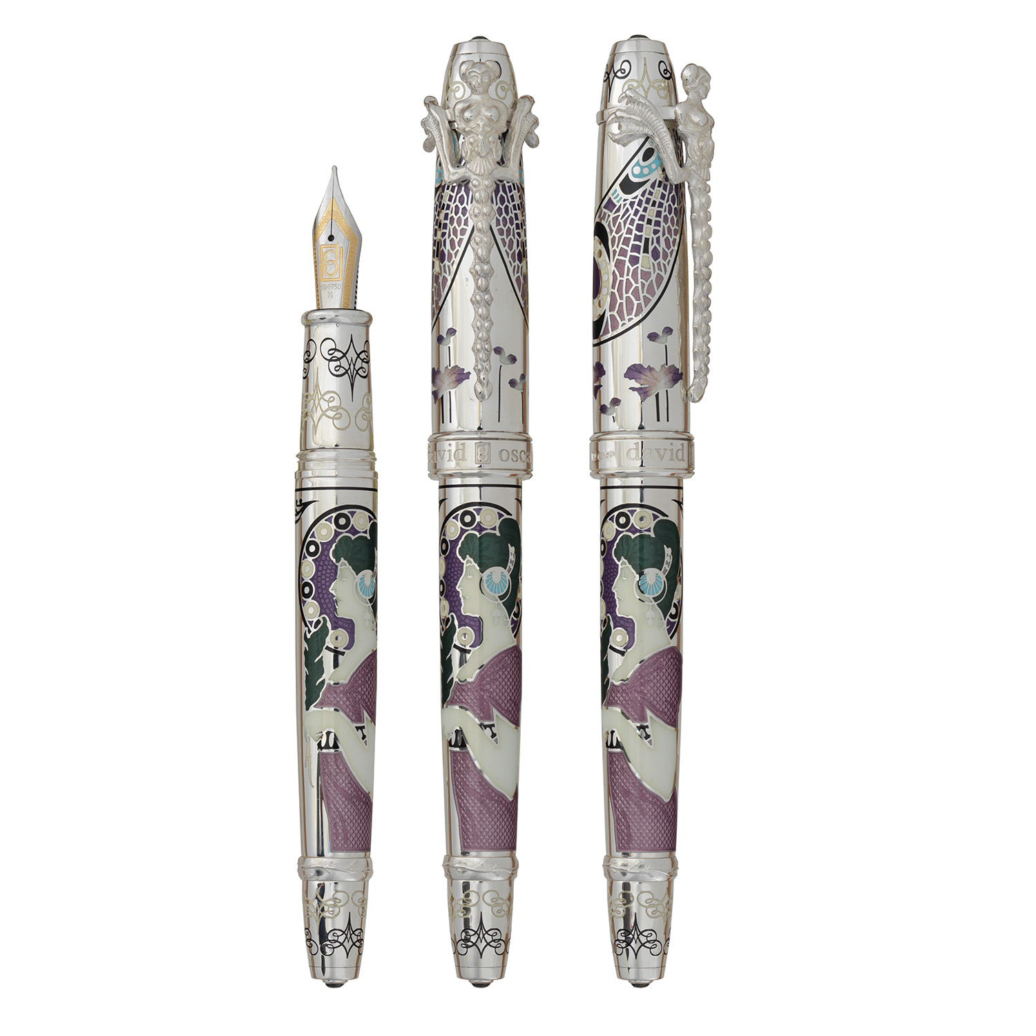David Oscarson 25th Silver Anniversary Amathyst Stylo Plume