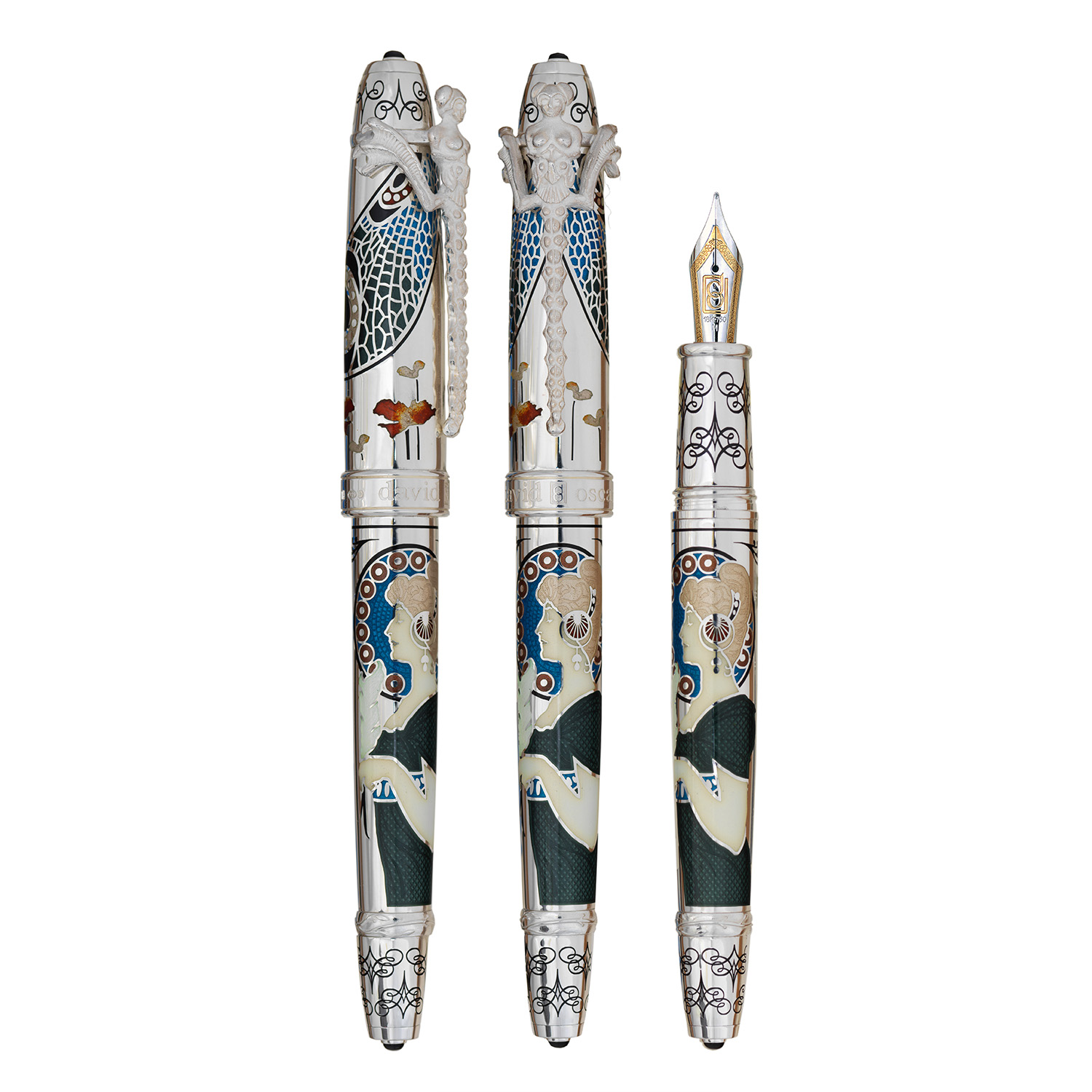David Oscarson 25th Silver Anniversary Onyx Black Stylo Plume