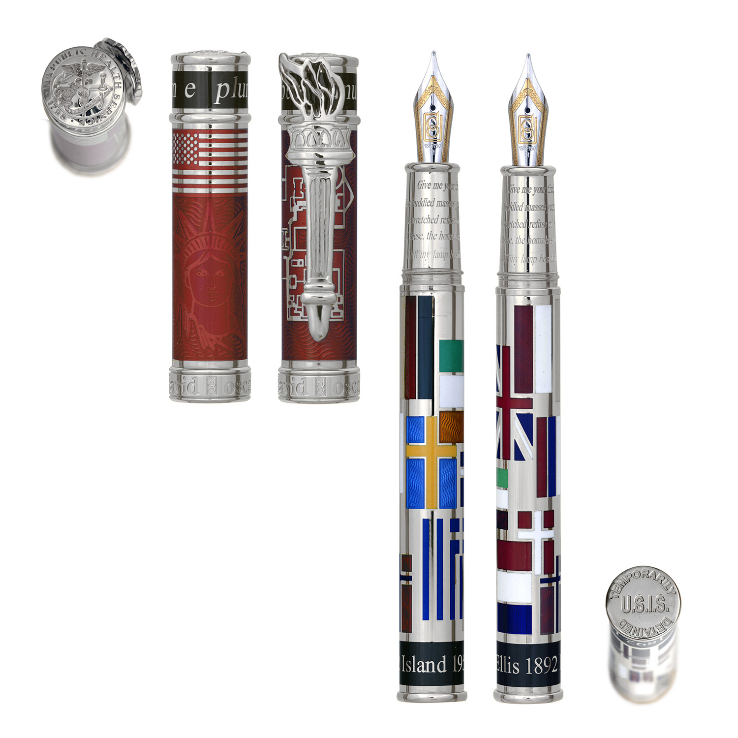 David Oscarson Ellis Island Ruby Red ST Stylo Plume