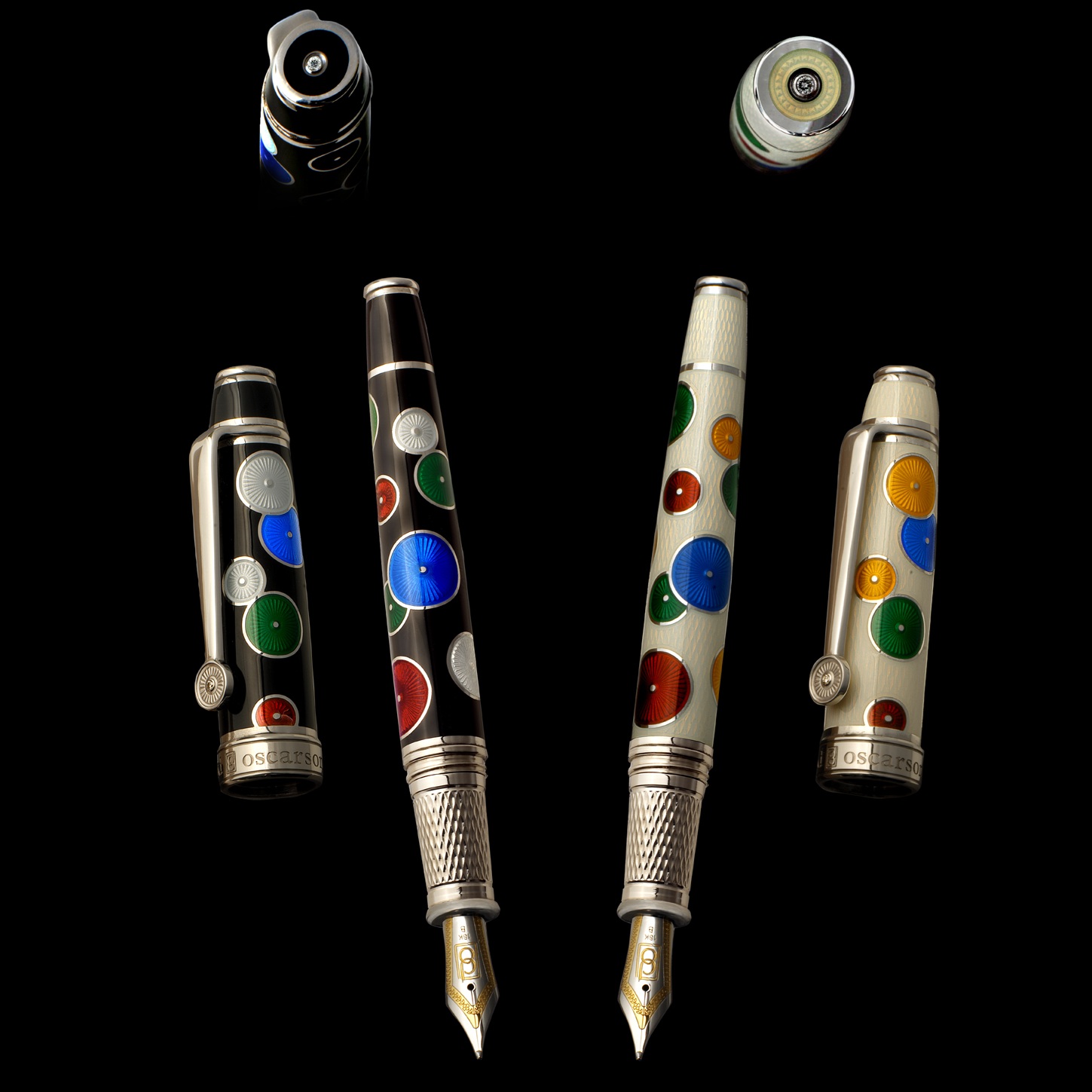 David Oscarson Pierrot and Pierrette White Fountain pen