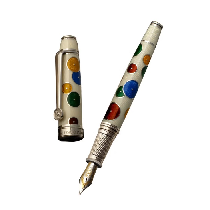 David Oscarson Pierrot and Pierrette White Fountain pen