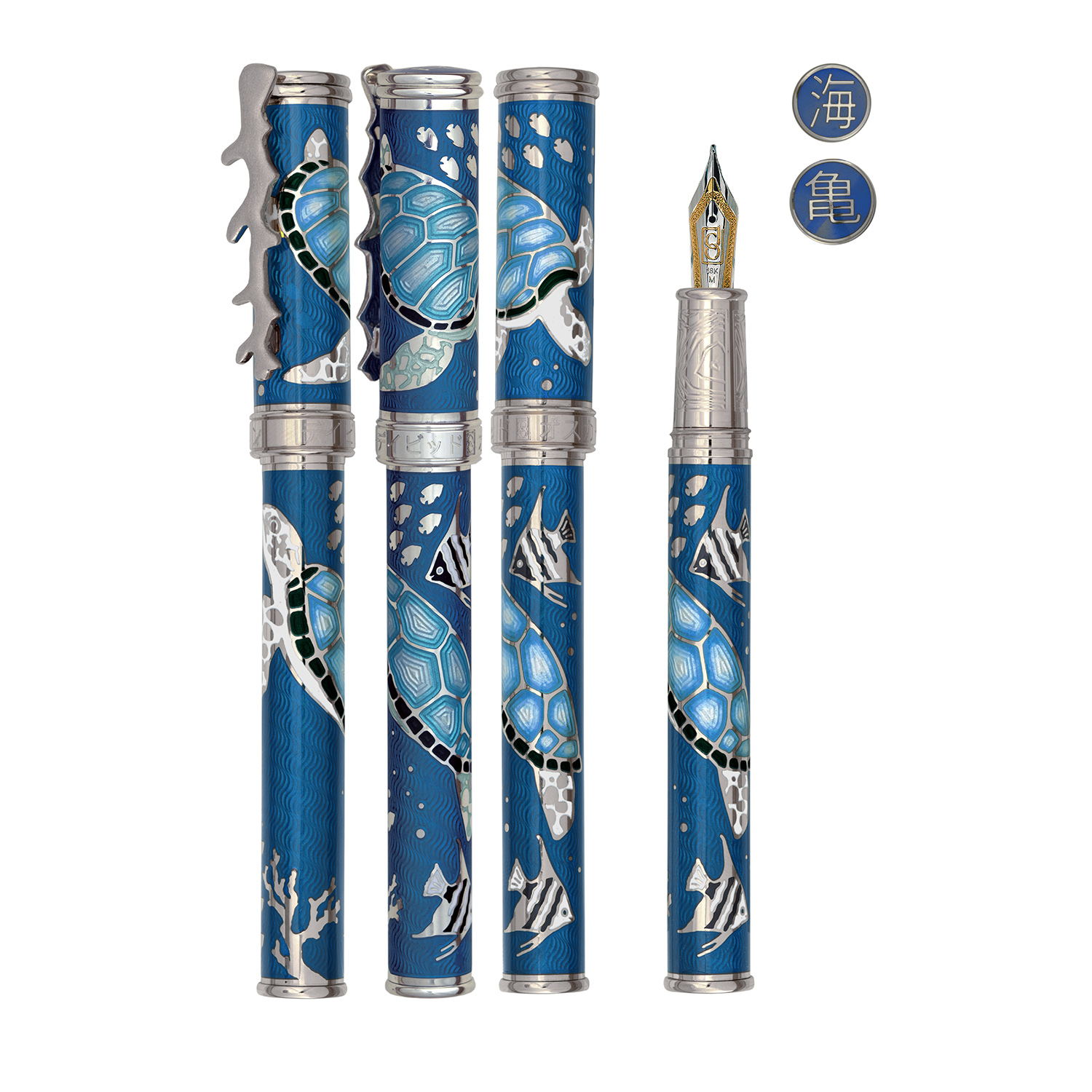 David Oscarson Sea Turtles Peacock Blue with Pale Blue Turtles ST Vulpen