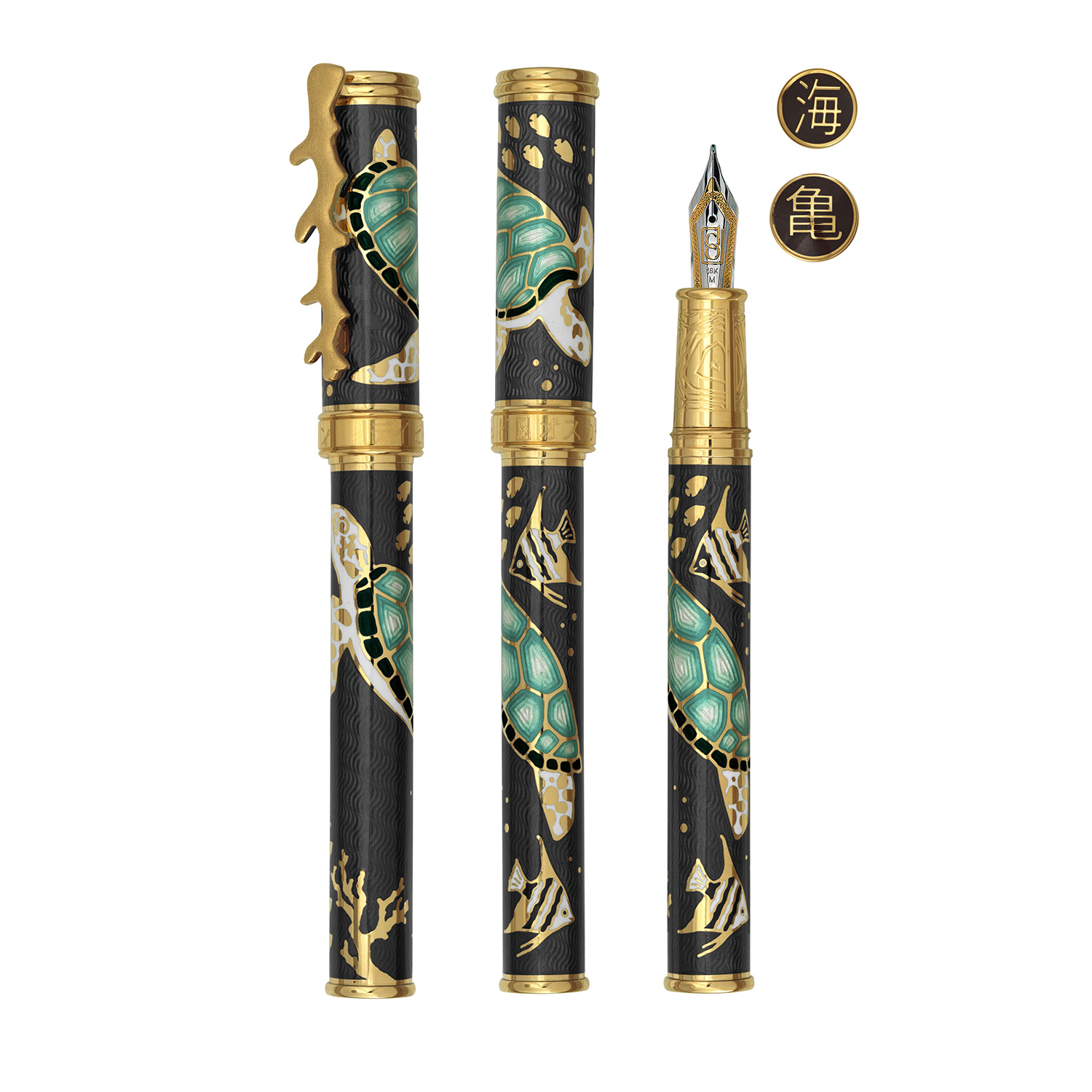 David Oscarson Sea Turtles Mossy Black with Teal Turtles GT Vulpen