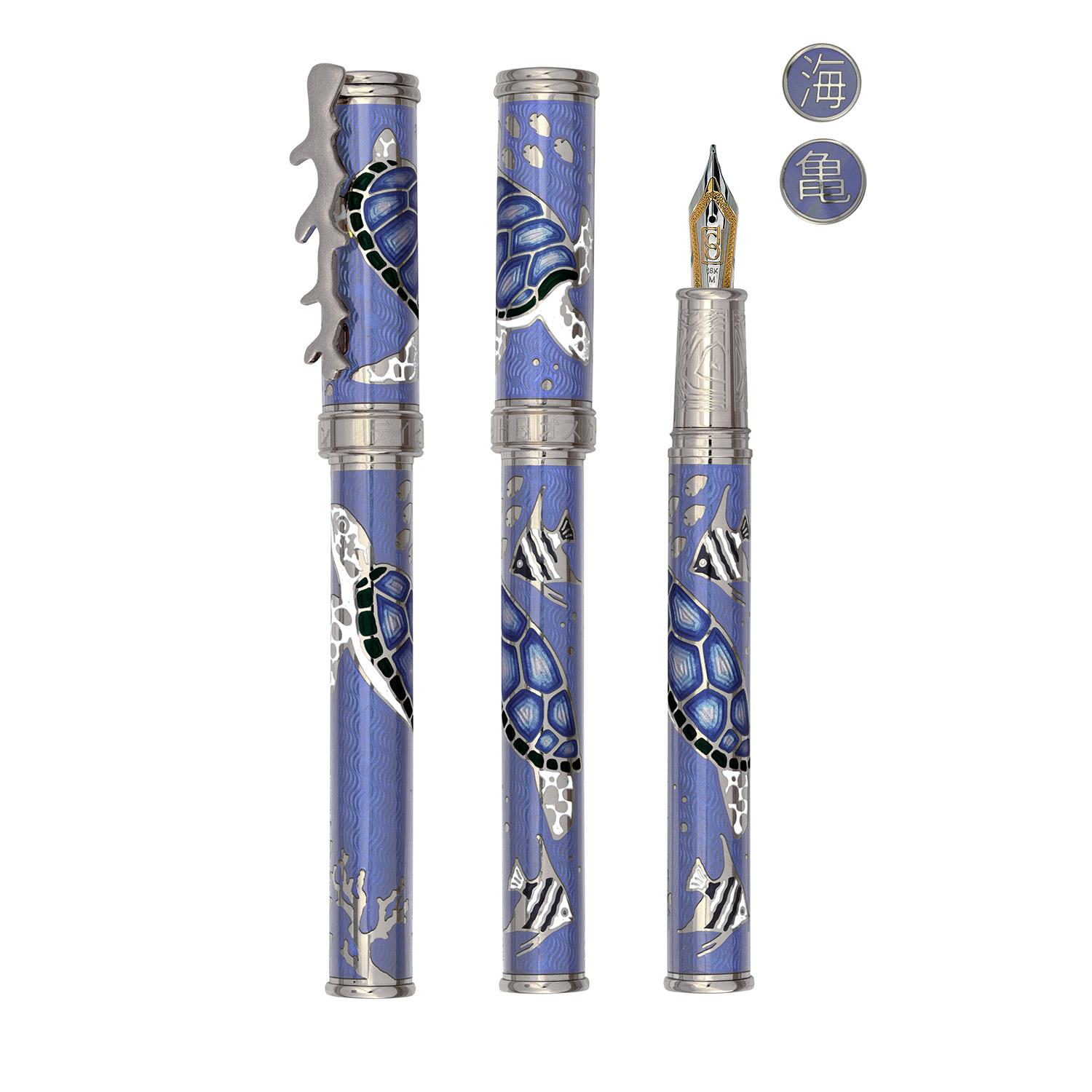 David Oscarson Sea Turtles Pale Blue with Ocean Blue Turtles ST Vulpen