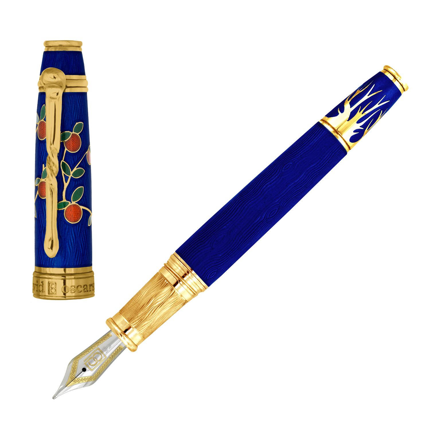 David Oscarson Tree of Life Sapphire Blue Stylo Plume