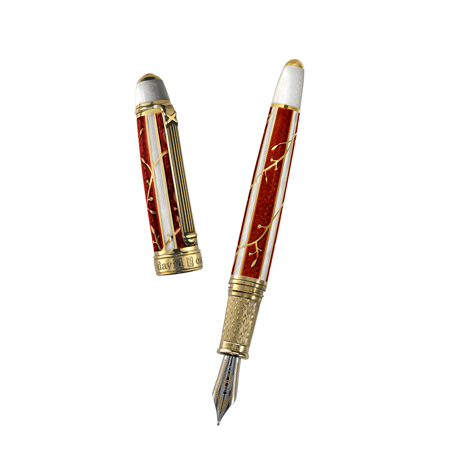David Oscarson Trellis Red Fountain pen