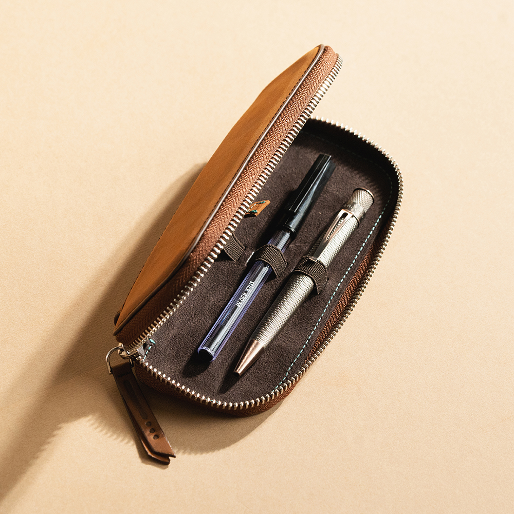 Endless Companion Brown Adjustable Pen Pouch (Double)