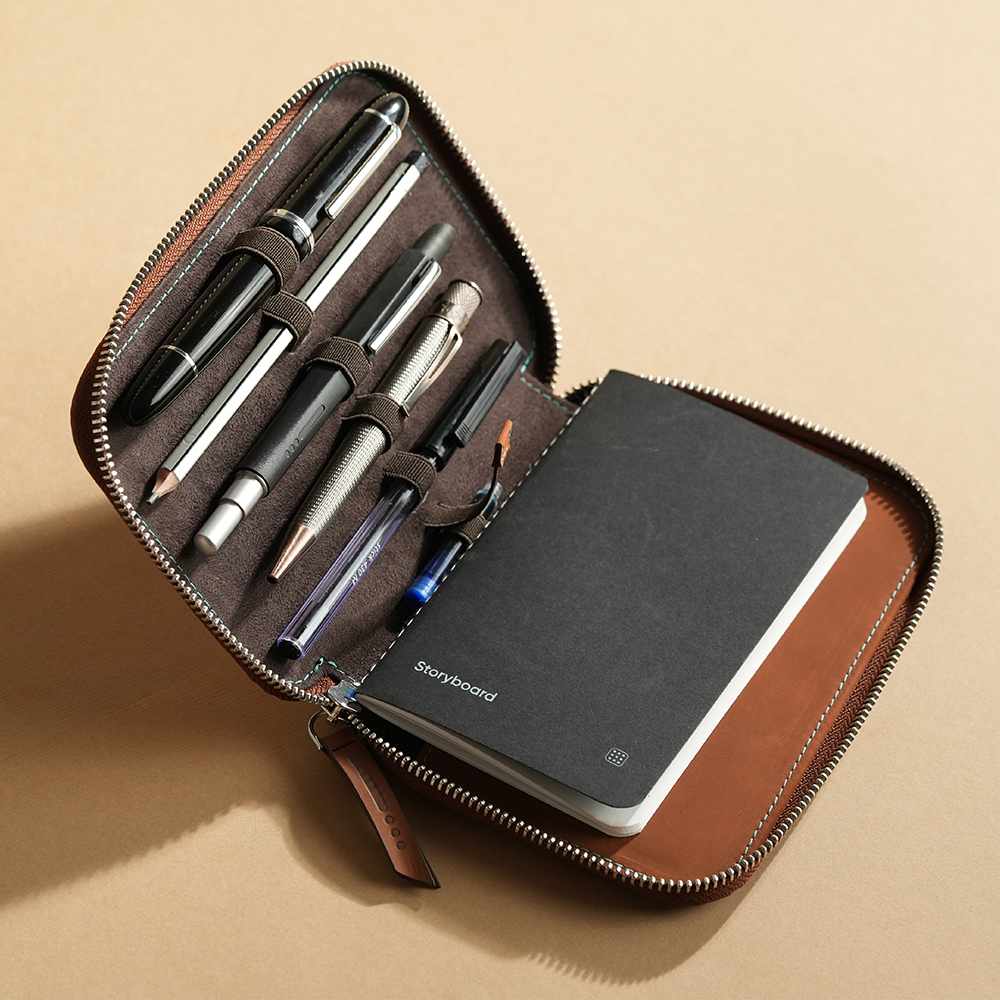Endless Companion Brown Adjustable Pen Pouch (Fivefold)
