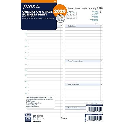 Filofax Refill 2021 A4 White - Business Day on 1 page