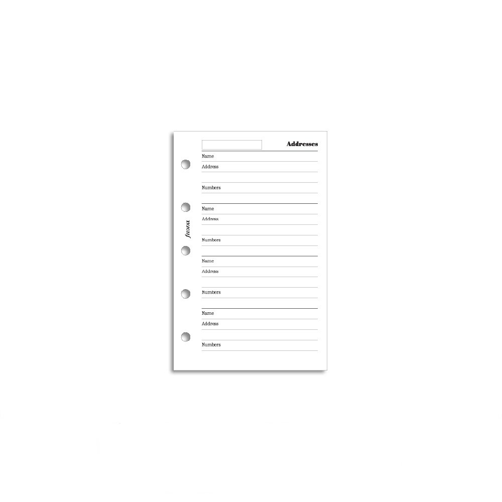 Filofax Vulling Mini Wit Adres Notitiepapier