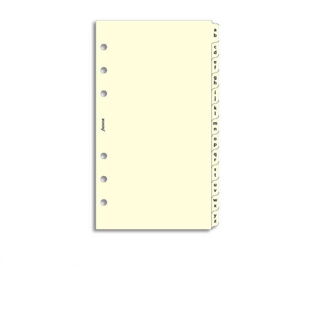 Filofax Refill Personal Cream Alphabetical Index 2 Letters
