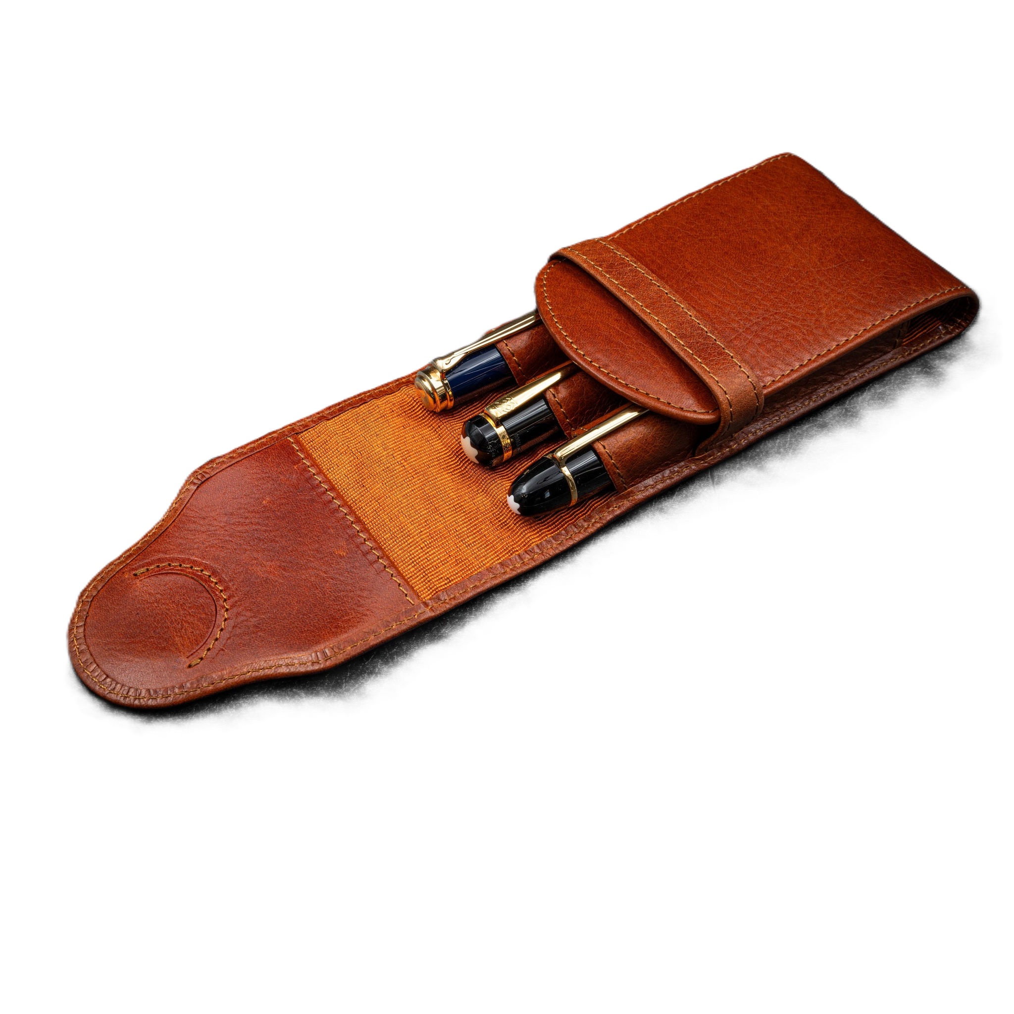 Galen Leather Legacy Deep Cognac TwinFlip Pen Pouch (Triple)