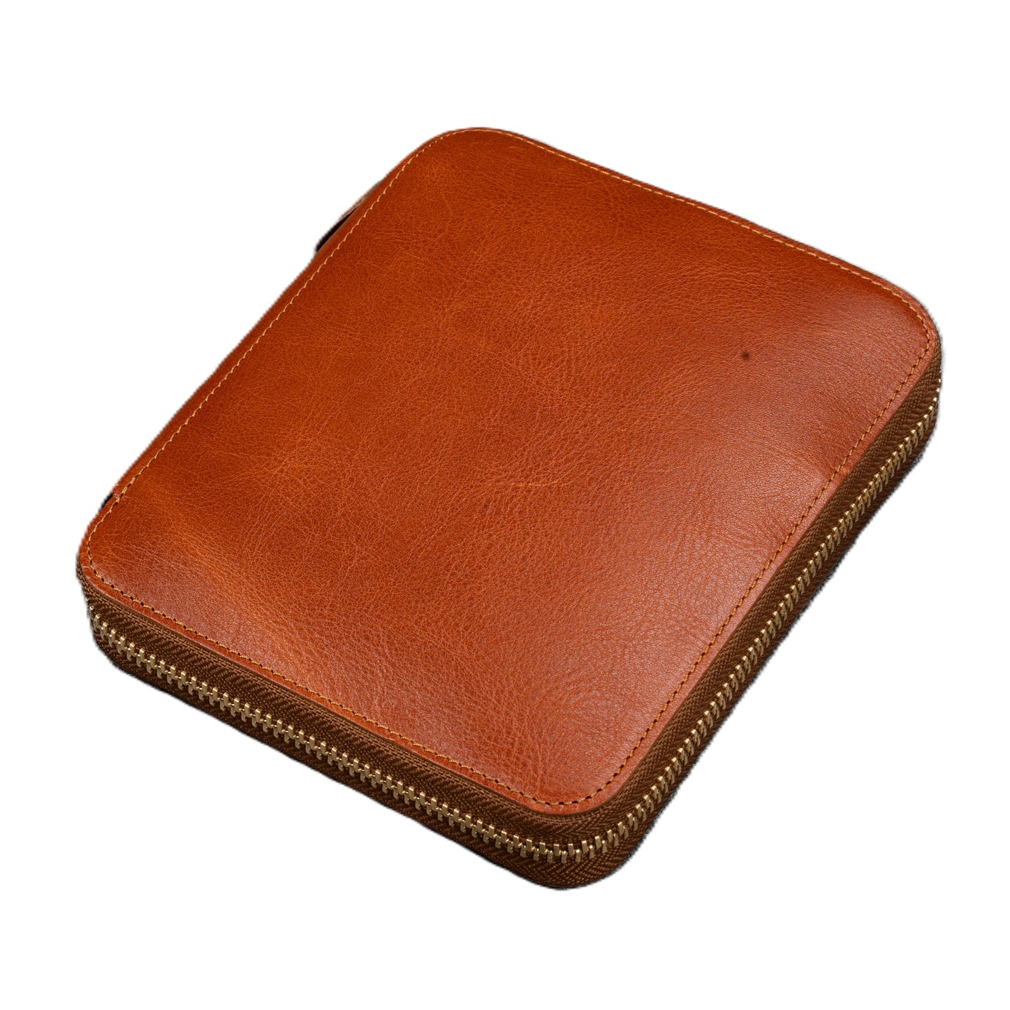 Galen Leather Legacy Zippered 6 Slots Deep Cognac Pen Case