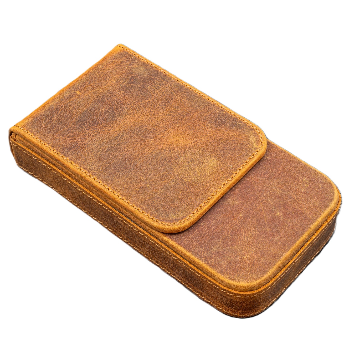 Galen Leather Magnum Opus 3 Slots Crazy Horse Brown Hard Pen Case