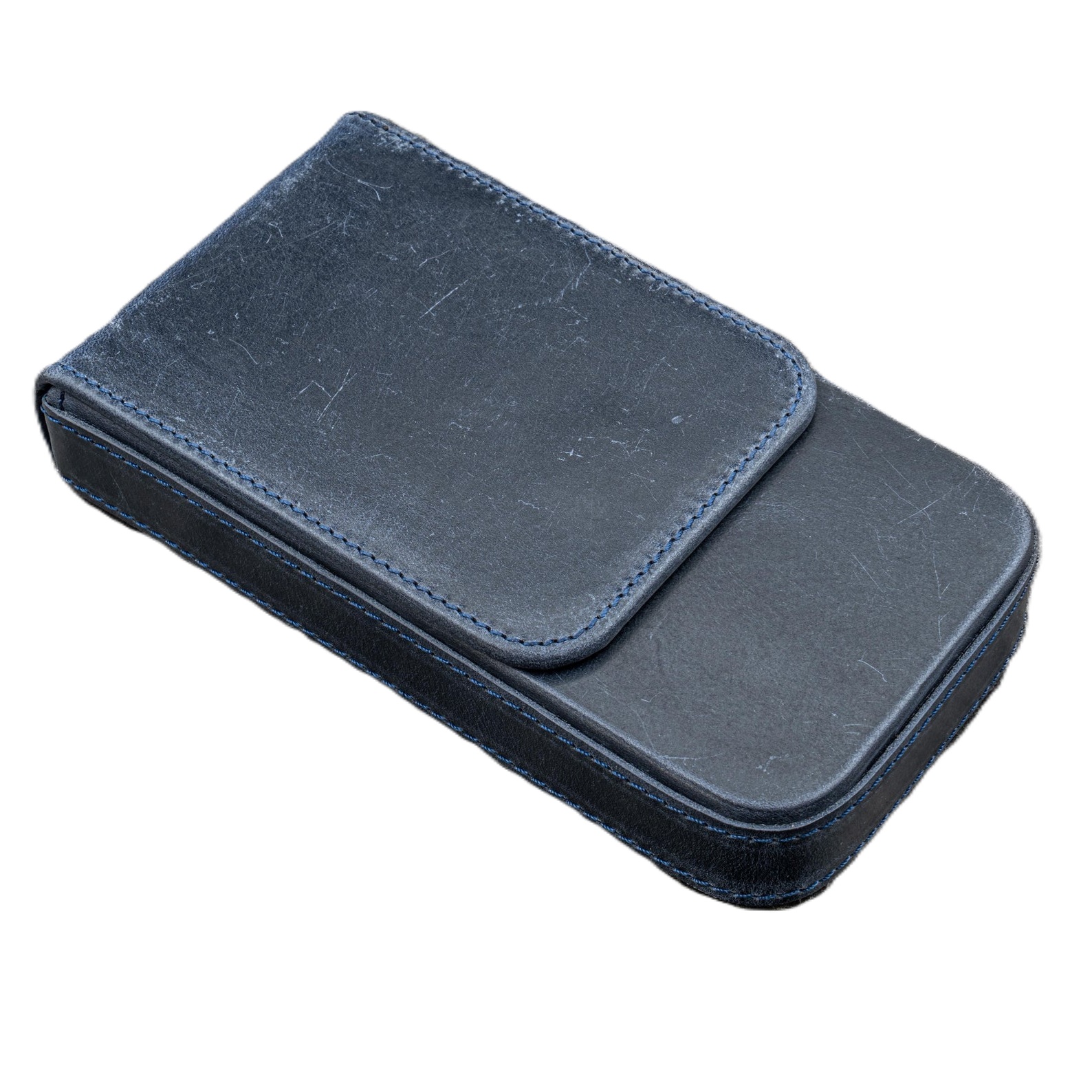 Galen Leather Magnum Opus 3 Slots Crazy Horse Navy Hard Pen Case