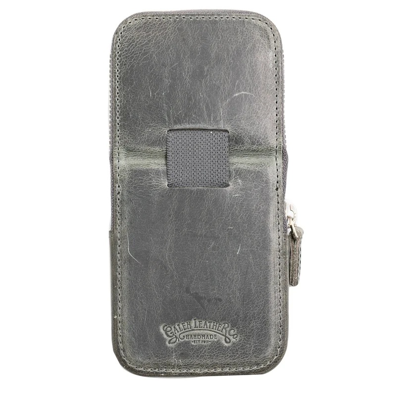 Galen Leather Magnum Opus Zippered 3 Slots Crazy Horse Smoky Hard Pen Case