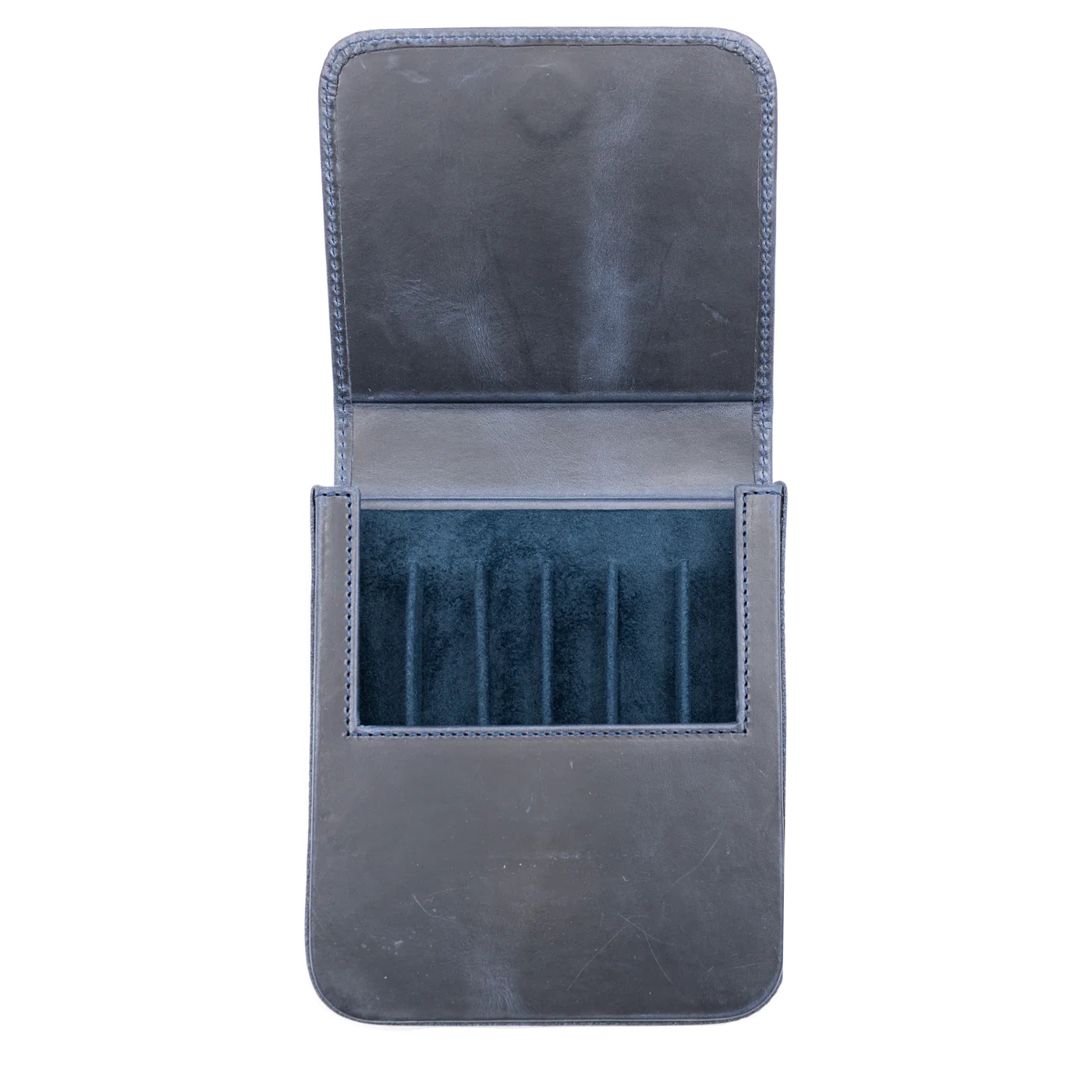 Galen Leather Magnum Opus 6 Slots Crazy Horse Navy Hard Pen Case
