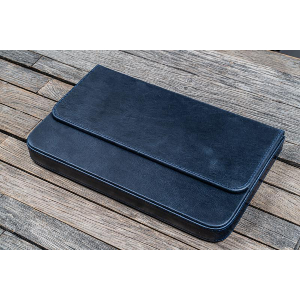 Galen Leather Magnum Opus 12 Slots Crazy Horse Navy Blue Hard Pen Case