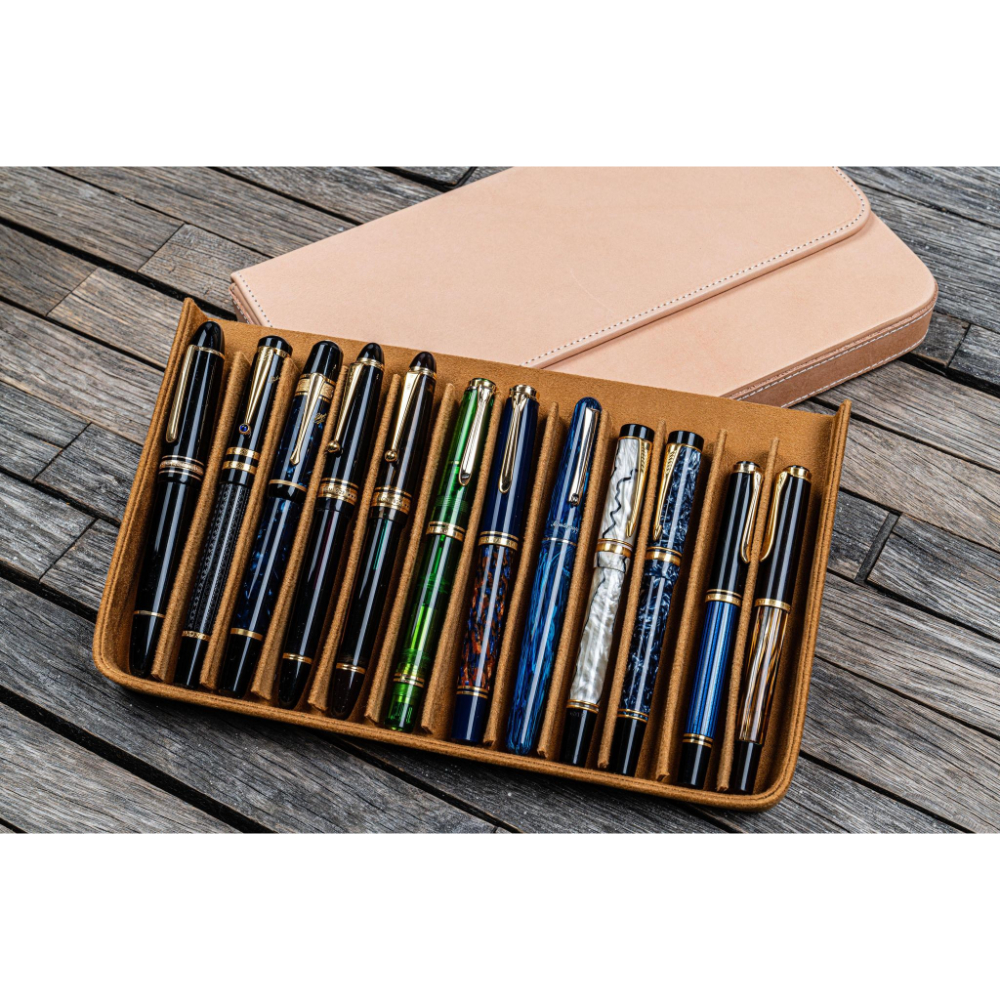 Galen Leather Magnum Opus 12 Slots Undyed Leather Hard Pen Case