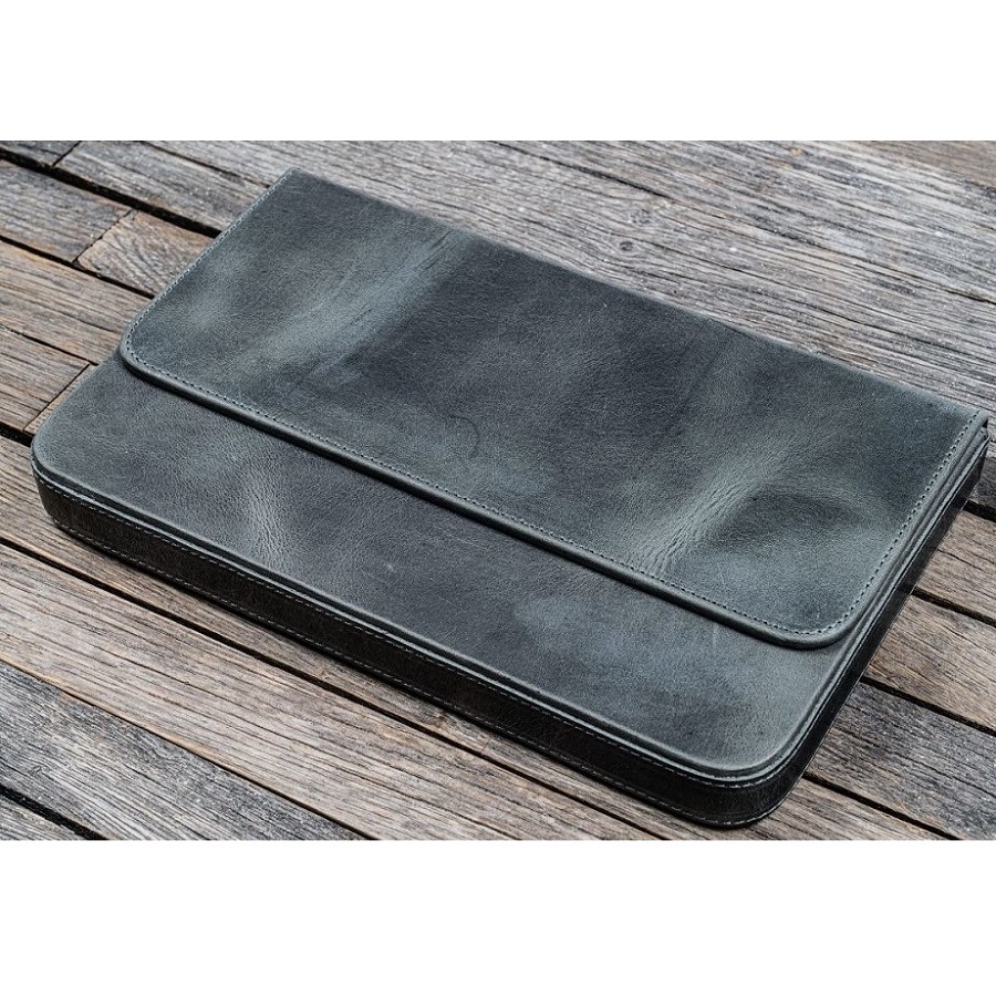 Galen Leather Magnum Opus 12 Slots Crazy Horse Smoky Grey Hard Pen Case