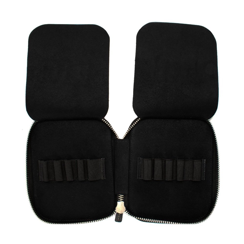 Galen Leather Black Zippered Pen Pouch (Tenfold)