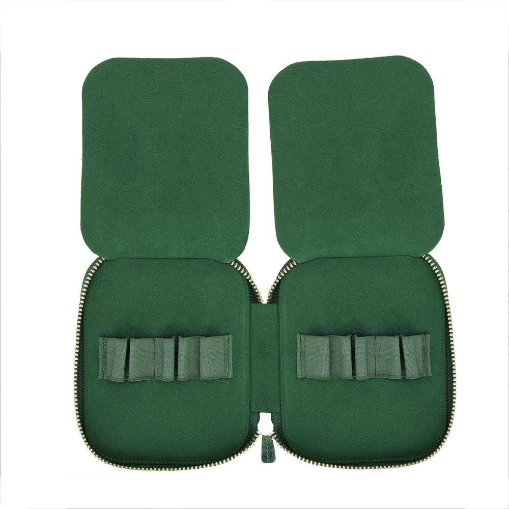 Galen Leather Crazy Horse Green Zippered Pen Pouch (Tenfold)