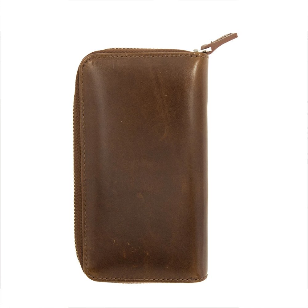 Galen Leather Chocolate Brown Rits Penetui (3-delig)